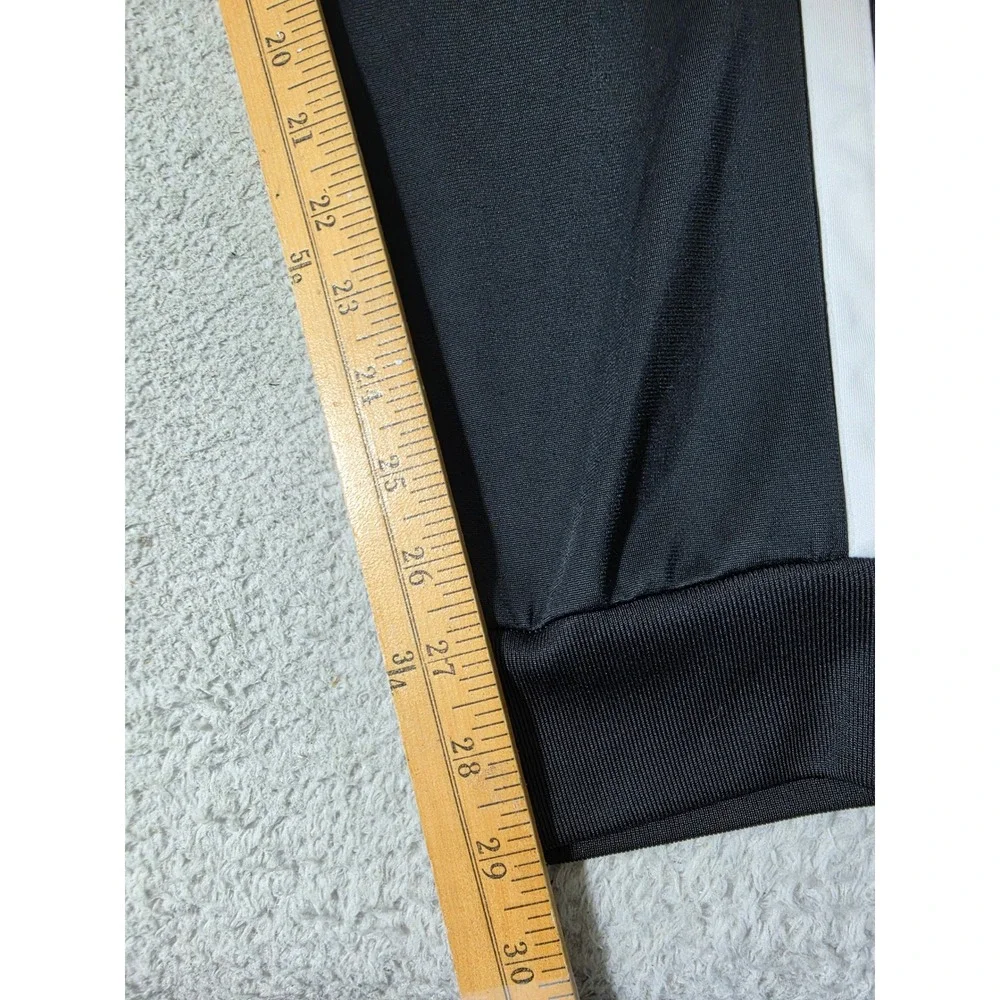 Adidas Track Pants Mens L Black White 3-Stripe Aeroready Tapered Joggers 32/30